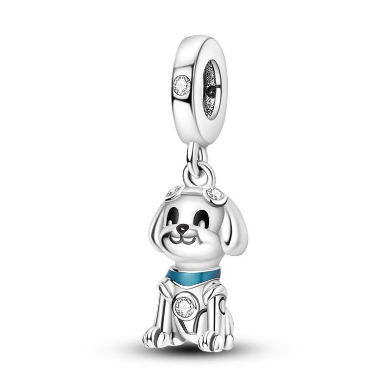 Puppy Blue Collar Diamante Pendant Charm