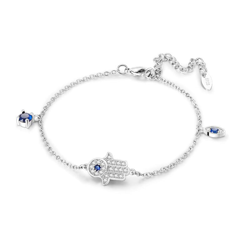Hamsa Hand Diamante Chain Charm Adjustable Bracelet