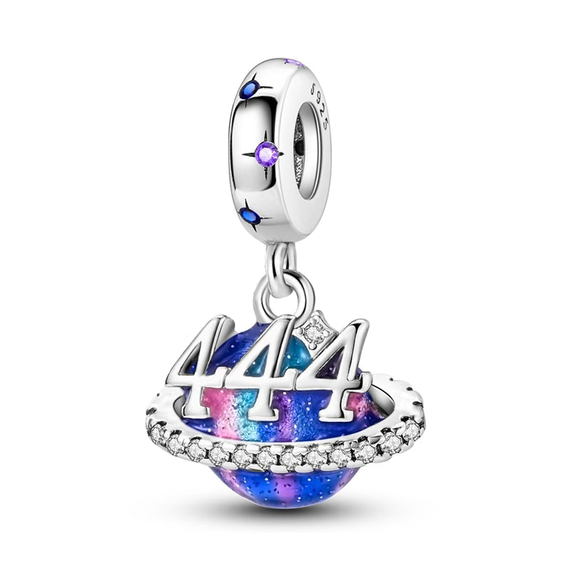 444 Saturn Planet Star Diamante Pendant Charm