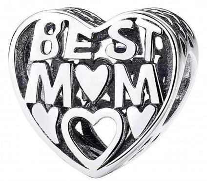 Best Mom Love Heart Charm
