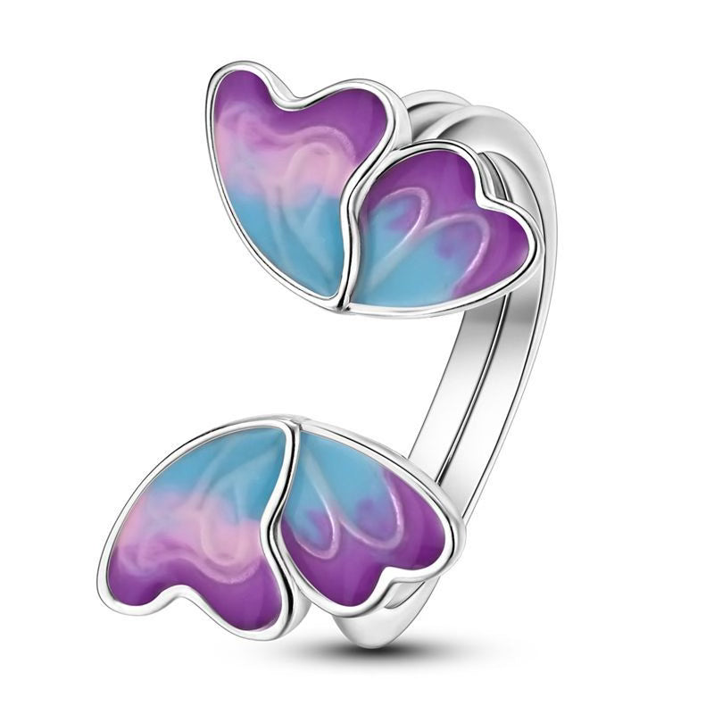 Gradient Butterfly Double Open Ring