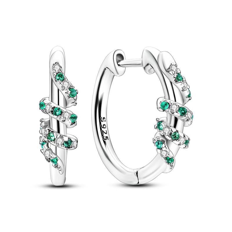 Green Vine Diamante Loop Earrings
