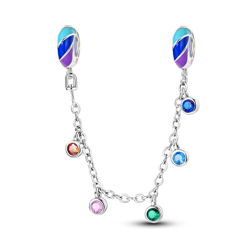 Multicolour Diamante Striped Chain Charm