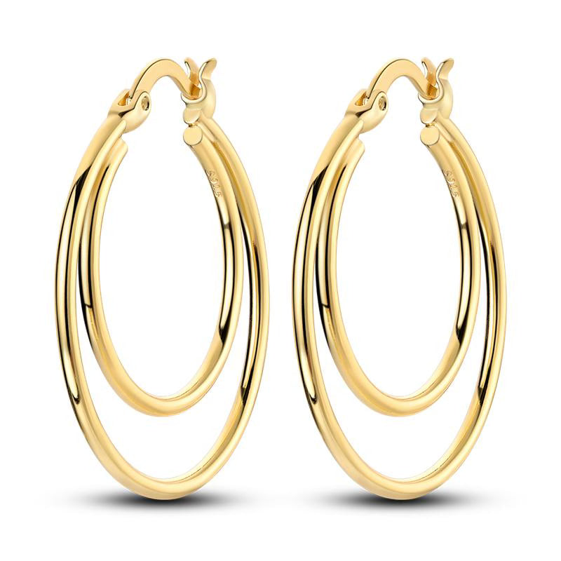 Double Loops Golden Earrings