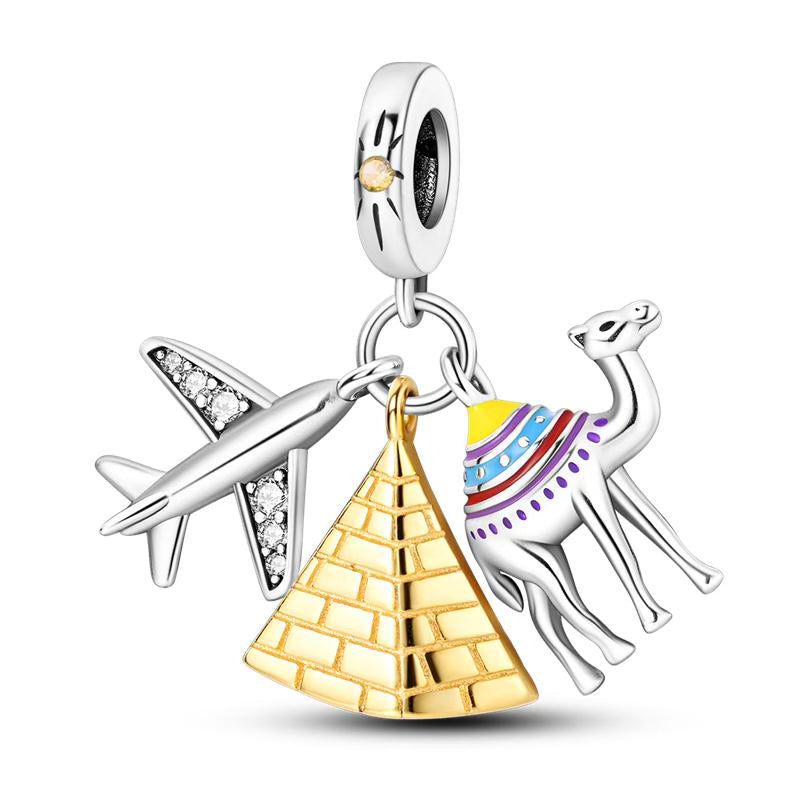 Pyramid & Camel Travel Pendant Charm