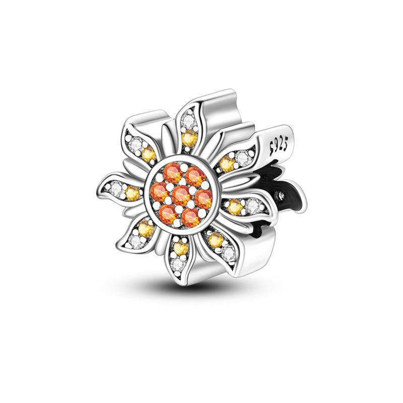 Orange & Yellow Burning Sun Diamante Round Charm