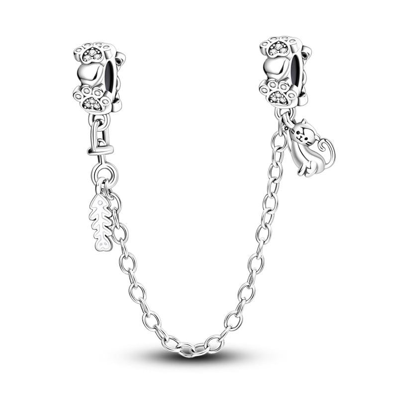 Cat & Fishbone Paw Detail Chain Charm