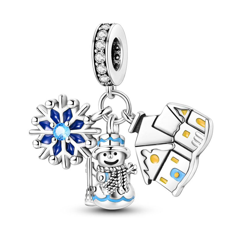 Snowflake, Snowman, House Pendant Charm