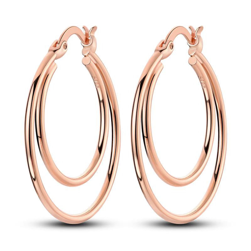 Double Loops Rose Gold Earrings