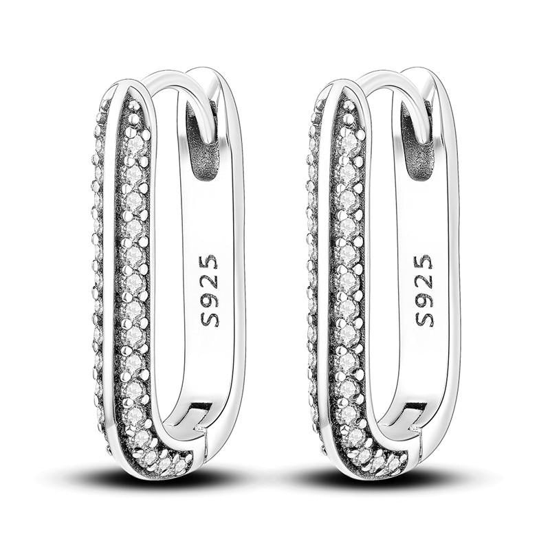 Elongated Diamante Loop Earrings