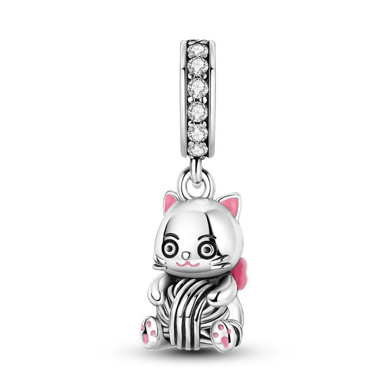 Kitten & Yarn Pink Pendant Diamante Charm