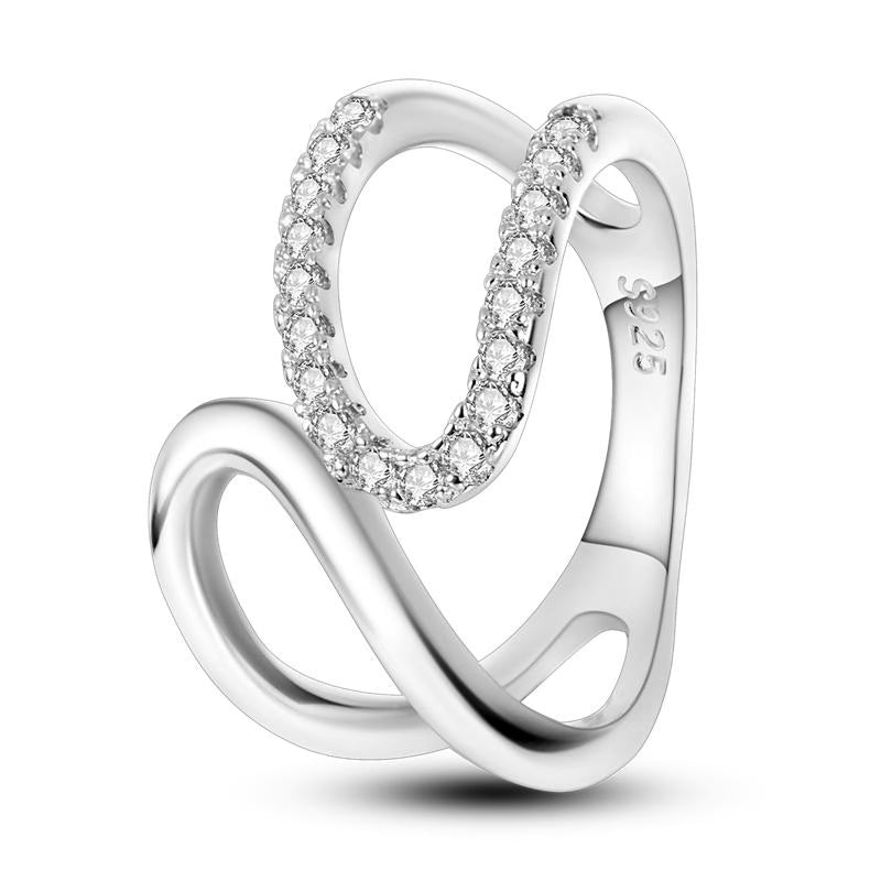 Solid & Diamante Loops Ring
