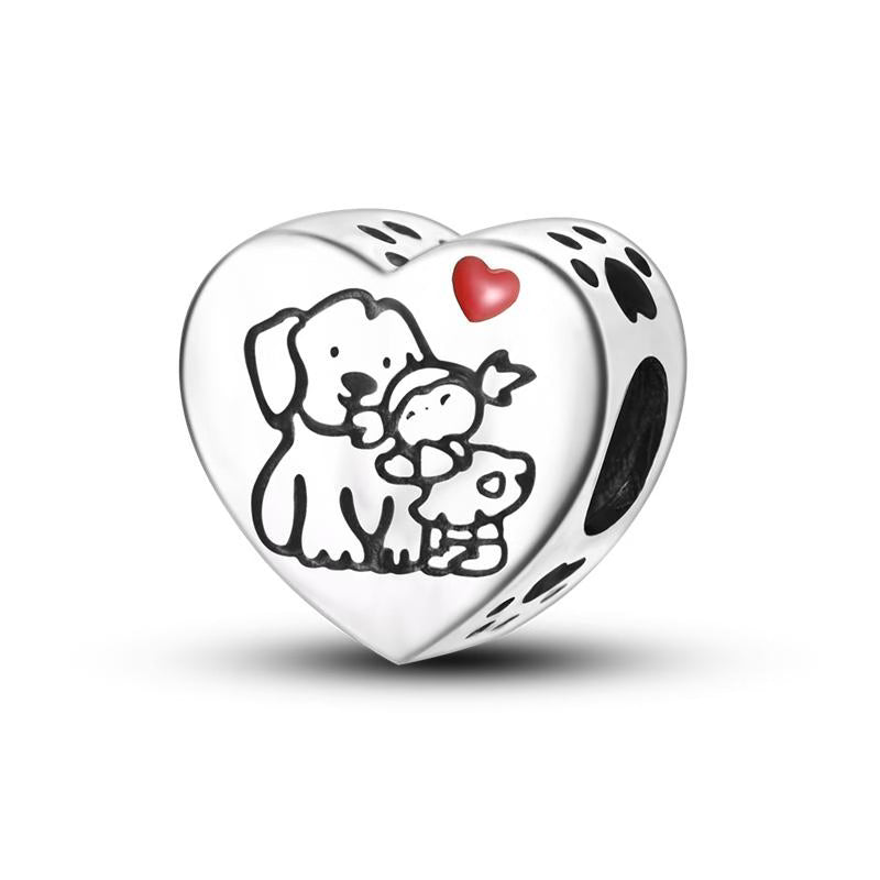A Girl & Her Dog Love Hearts Charm