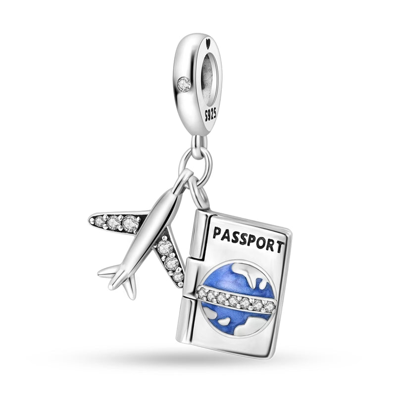 Plane Passport Diamante Pendants Charm