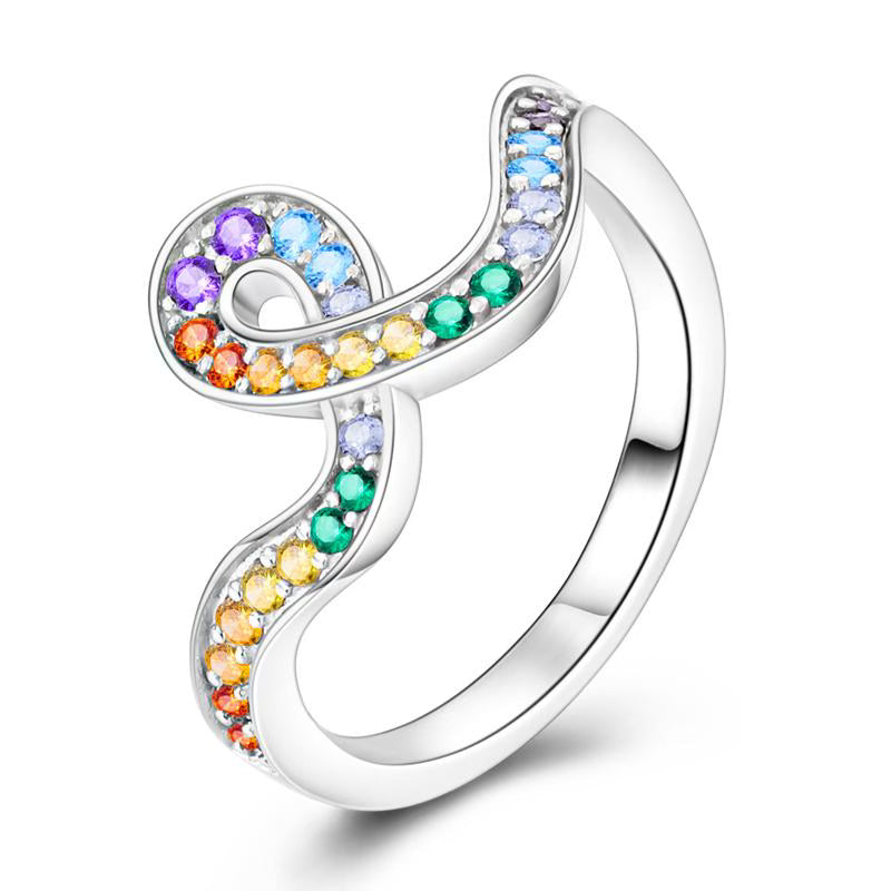 Colourful Diamante Loop Ring