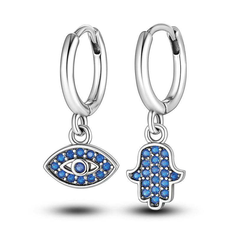 Evil Eye & Hamsa Hand Pendant Earrings