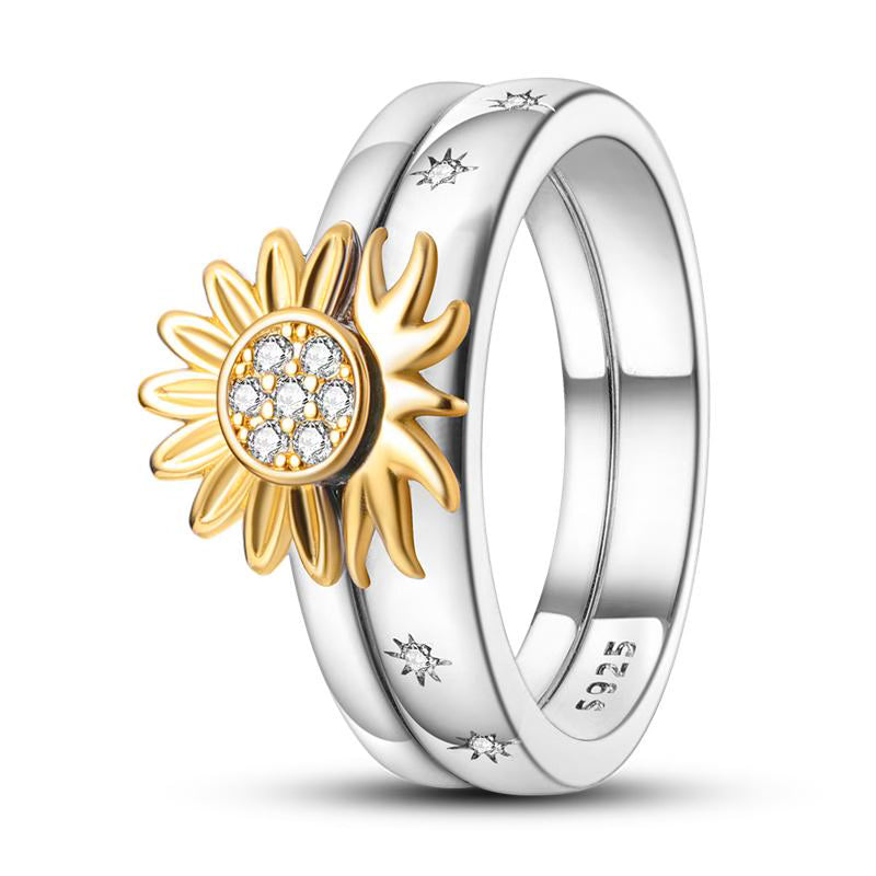 Blazing Golden Sun Stacked Ring