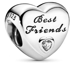 Best Friends Diamante Love Heart Charm
