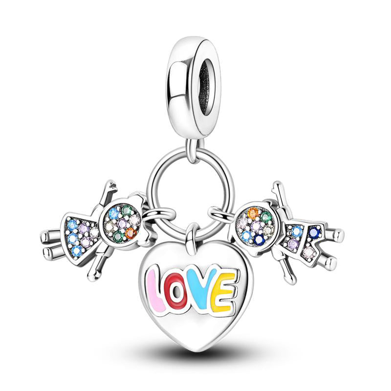 Colourful Love Diamante Pendants Charm