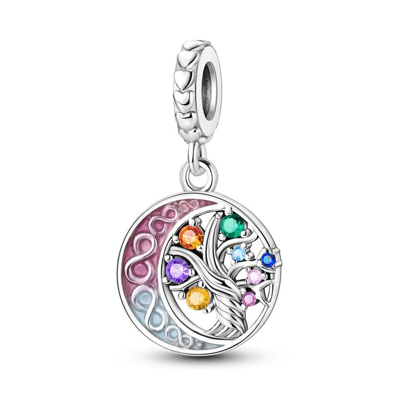 Eternal Moon Colourful Diamante Pendant Charm