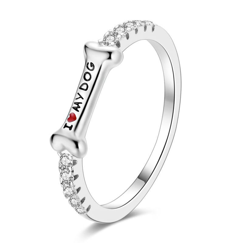 I Love My Dog Bone Ring