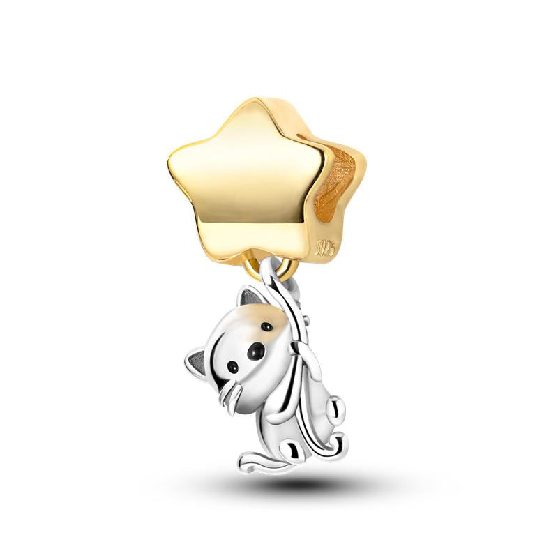Golden Star Cat Pendant Charm