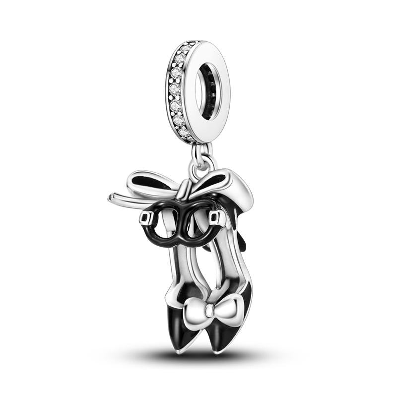 Black High-heels Bow Diamante Pendant Charm