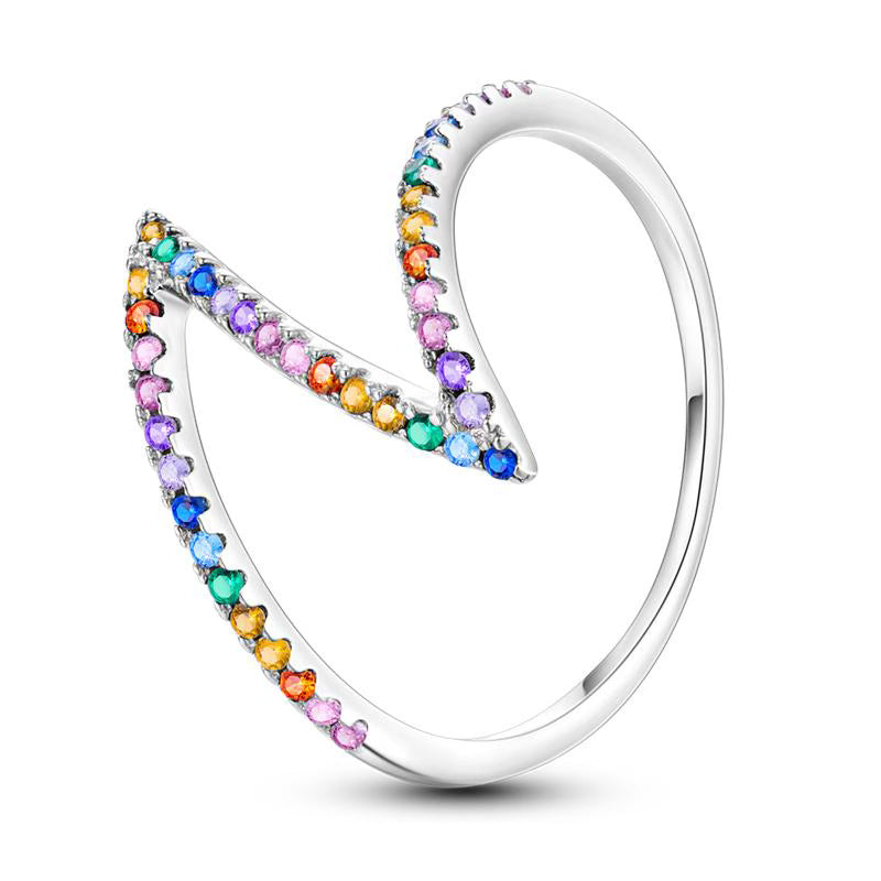 Colourful Diamante Angled Ring