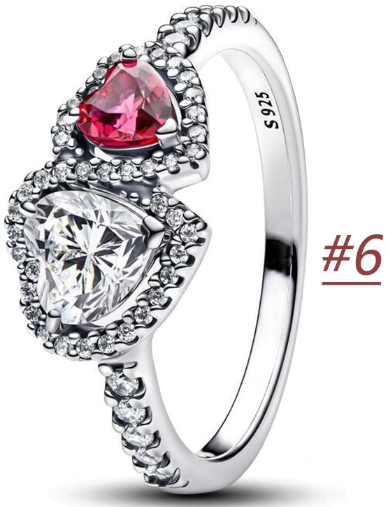 Love Hearts & Red Diamante Ring