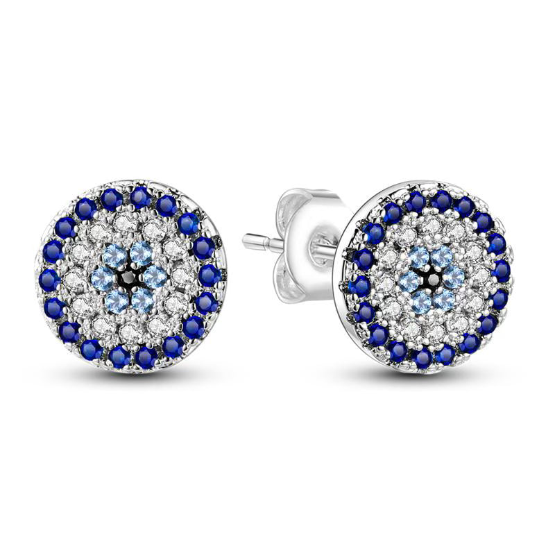 Evil Eye Blue Diamantes Earrings