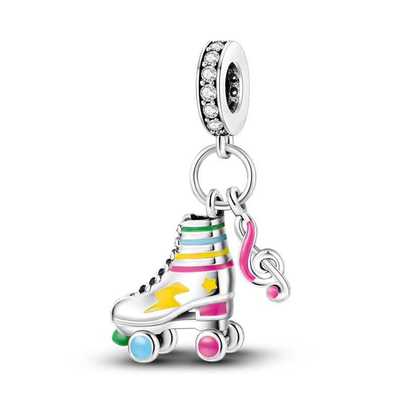 Multicolour Roller-Skate & Treble Clef Pendant Charm