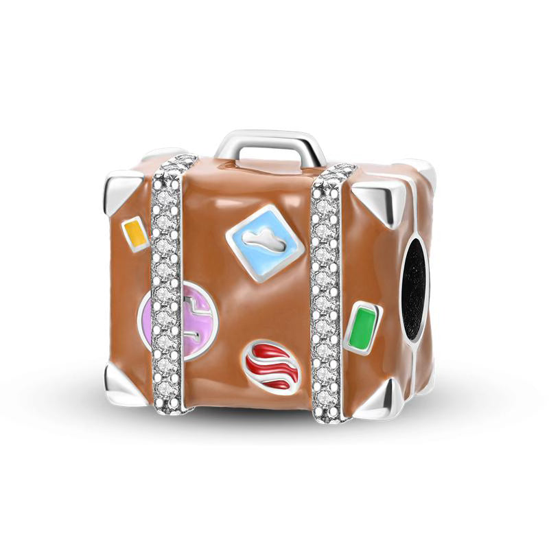 Travel Suitcase Diamante Stripes Charm
