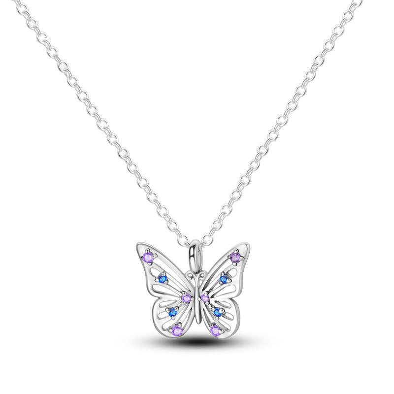 Purple & Blue Butterfly Necklace