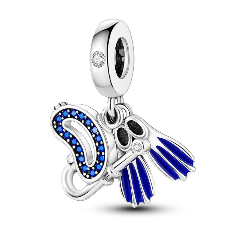 Blue Diamante Snorkel & Flippers Charm