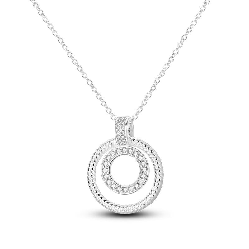 Diamante & Ribbed Loops Pendant Necklace