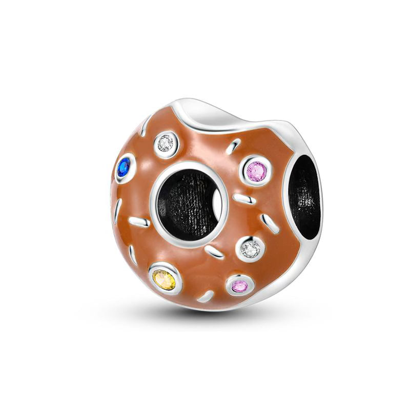 Brown Sprinkled Doughnut Round Charm