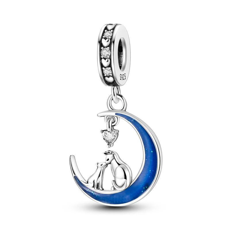 Blue Moon Cats Love Heart Pendants Charm
