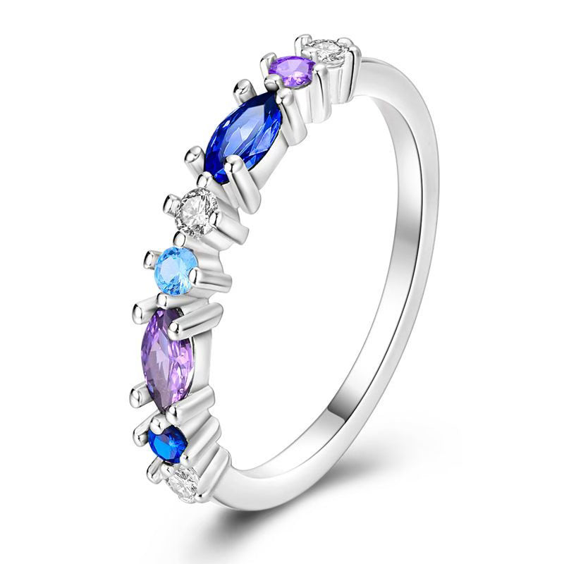 Purple & Blue Diamante Ring