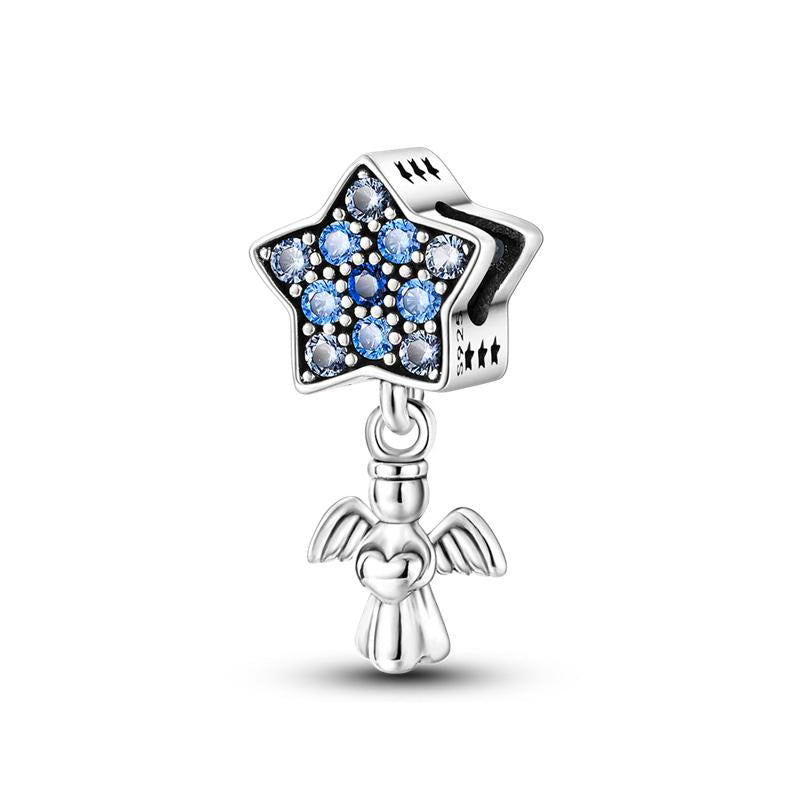 Blue Star Diamante Angel Pendant Charm