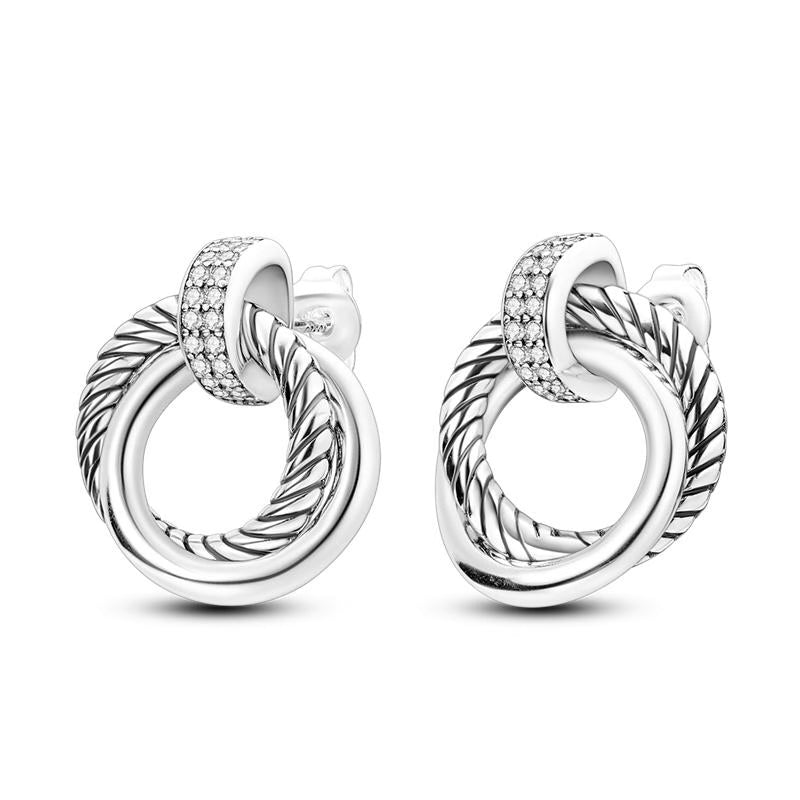Double Loop Diamante Earrings