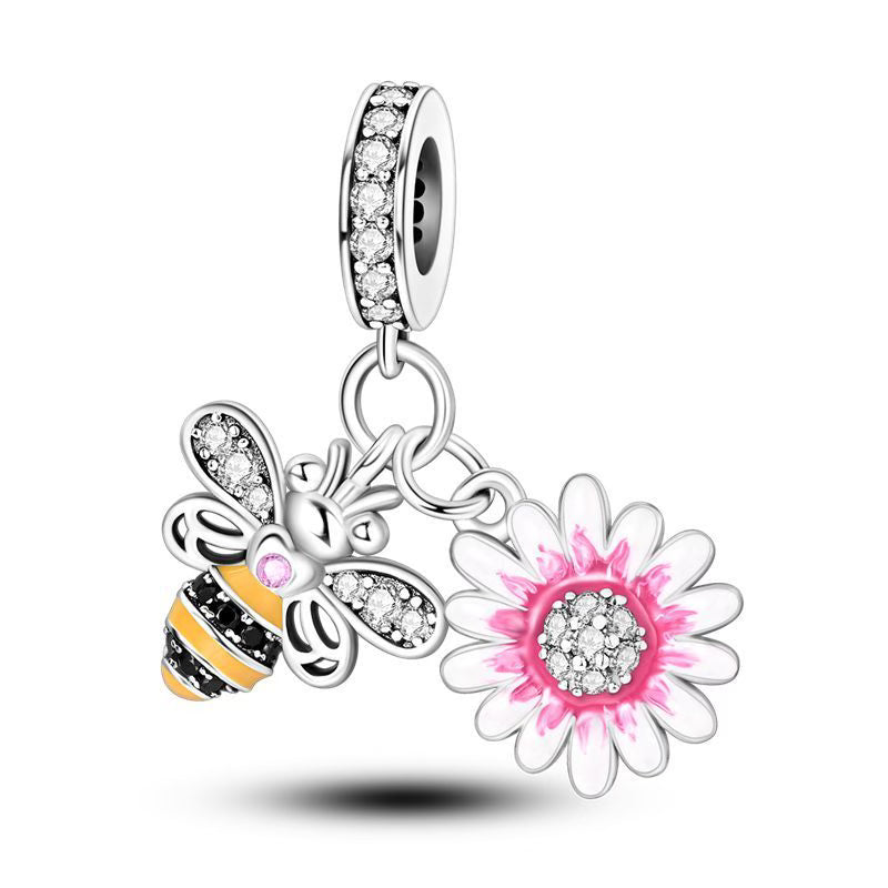 Bumblebee Flower Diamante Pendants Charm