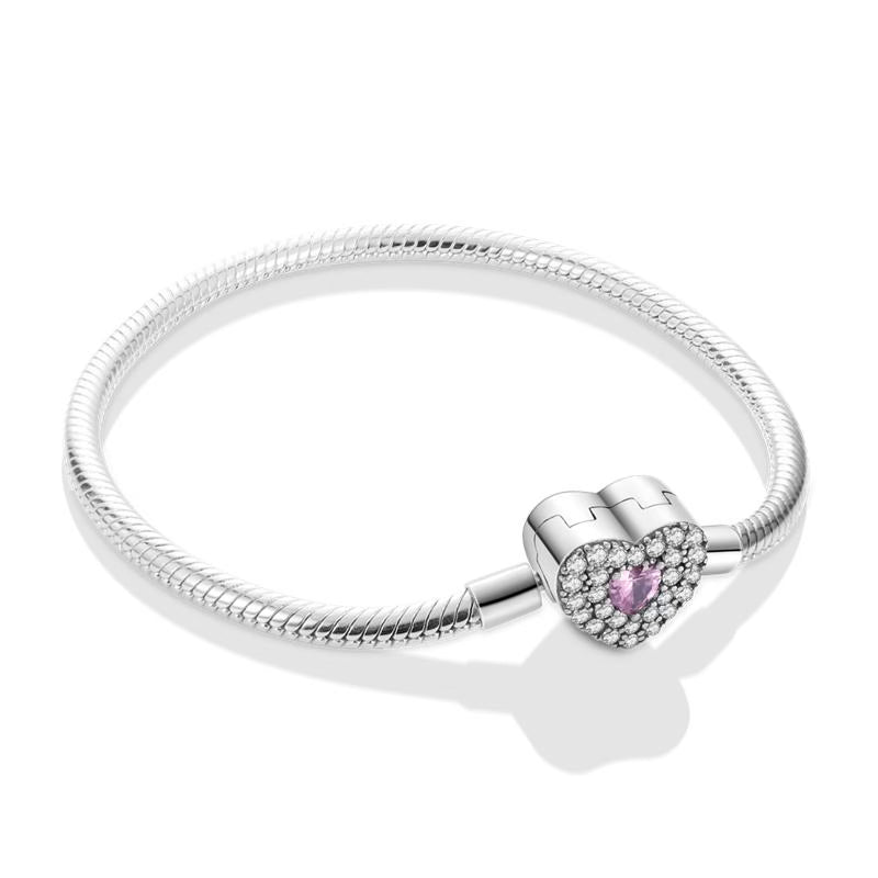 Pink Heart Diamante Charm Bracelet