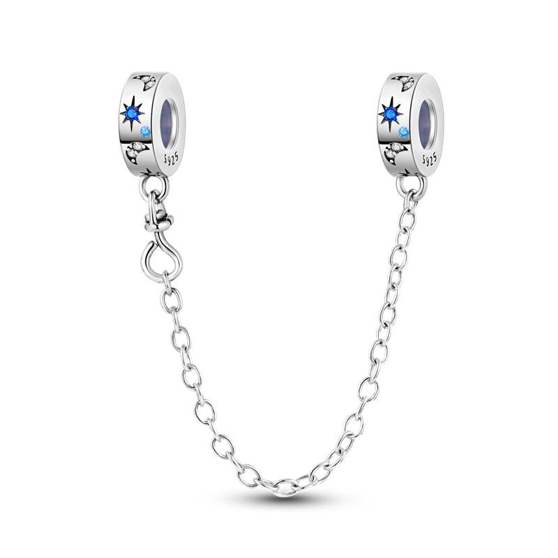Blue & White Diamante Star Chain Charm