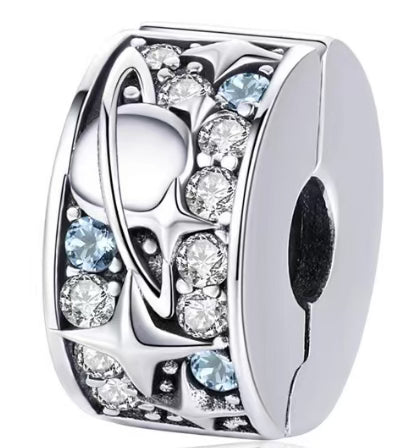 Baby Blue DiamantePlanet & Stars Round Charm