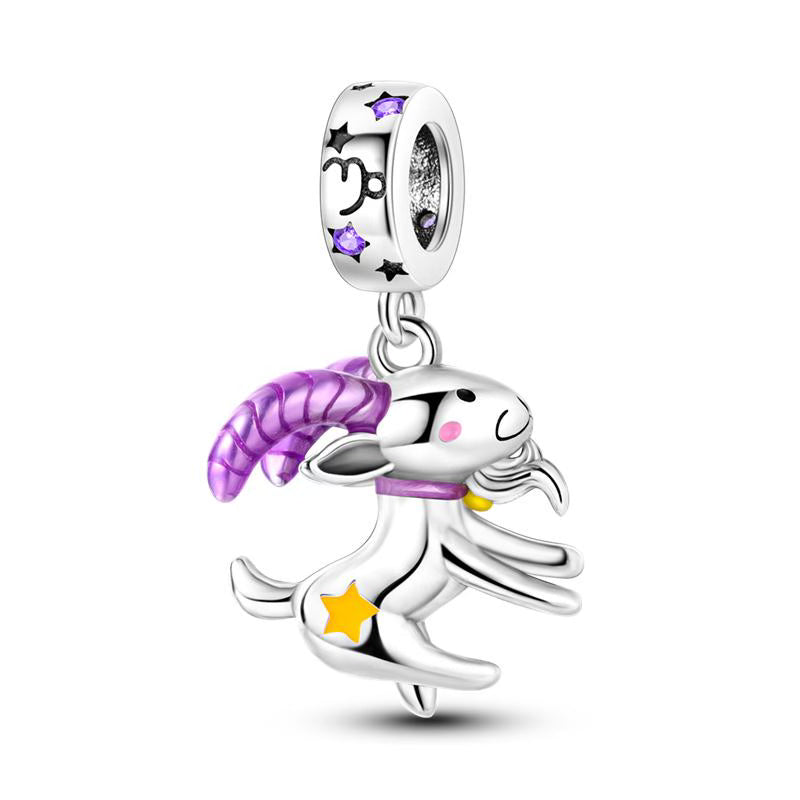 Purple Horns Star Goat Pendant Charm
