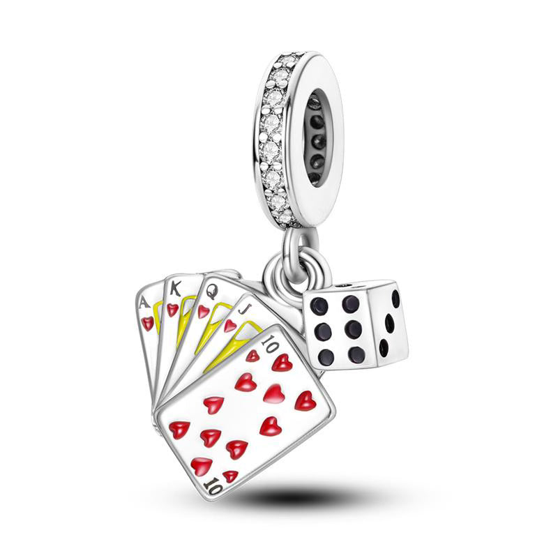 Deck Of Cards & Die Diamante Pendant Charm
