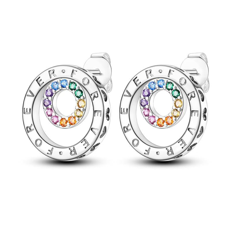 Forever Colourful Diamante Circles Earrings