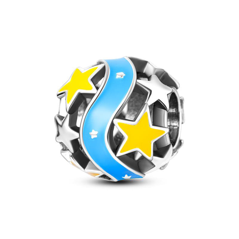Assorted Stars Blue Wave Charm