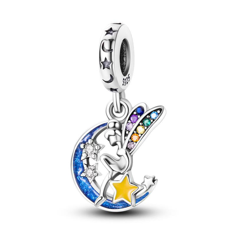 Fairy On The Moon & Stars Pendant Charm