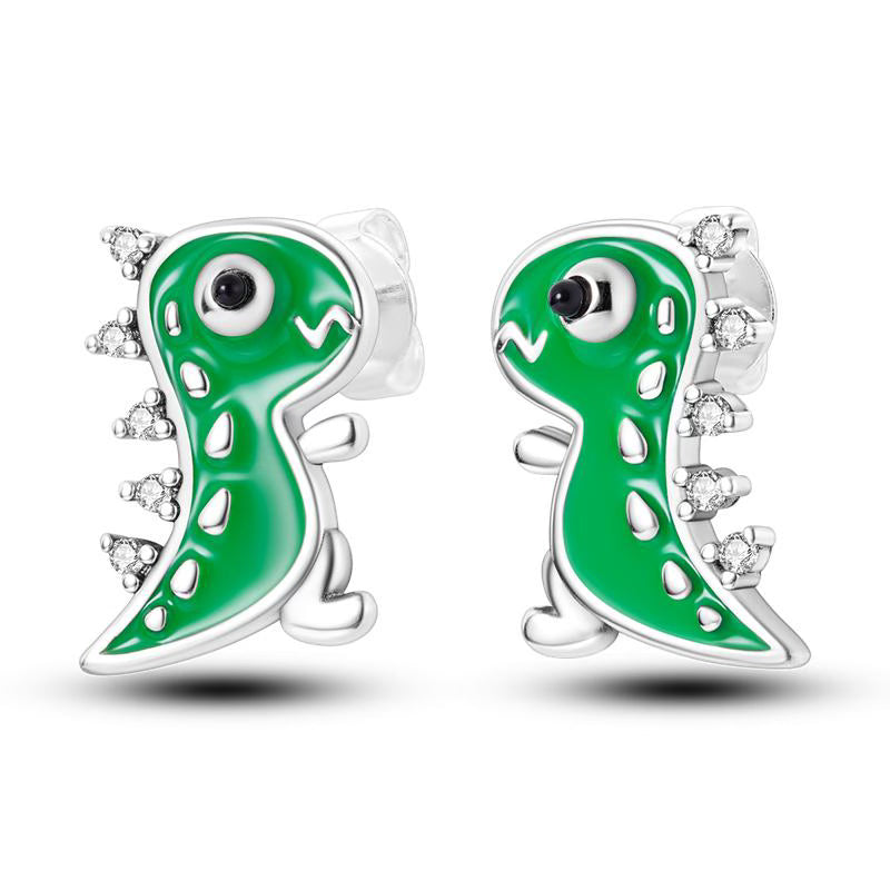 Green Dinosaur Earrings